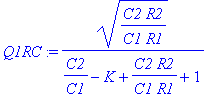 Q1RC := (C2/C1*R2/R1)^(1/2)/(C2/C1-K+C2/C1*R2/R1+1)
