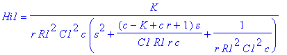 Hi1 = K/r/R1^2/C1^2/c/(s^2+1/C1/R1*(c-K+c*r+1)/r/c*s+1/(r*R1^2*C1^2*c))
