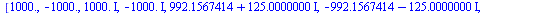 [1000., -1000., `*`(1000., `*`(I)), `+`(`-`(`*`(1000., `*`(I)))), `+`(992.1567414, `*`(125.0000000, `*`(I))), `+`(`-`(992.1567414), `-`(`*`(125.0000000, `*`(I)))), `+`(992.1567416, `-`(`*`(125.0000000...