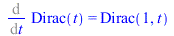 Diff(Dirac(t), t) = Dirac(1, t)