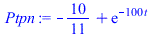 `+`(`-`(`/`(10, 11)), exp(`+`(`-`(`*`(100, `*`(t))))))