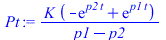 `/`(`*`(K, `*`(`+`(`-`(exp(`*`(p2, `*`(t)))), exp(`*`(p1, `*`(t)))))), `*`(`+`(p1, `-`(p2))))