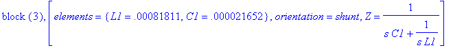 `block `(3), [elements = {L1 = .81811e-3, C1 = .216...