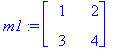 m1 := matrix([[1, 2], [3, 4]])