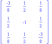 matrix([[-3/8, 1/2, 1/8], [1/2, -1, 1/2], [1/8, 1/2...