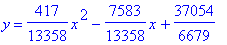y = 417/13358*x^2-7583/13358*x+37054/6679