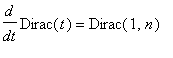 diff(Dirac(t),t) = Dirac(1,n)