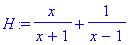 H := x/(x+1)+1/(x-1)